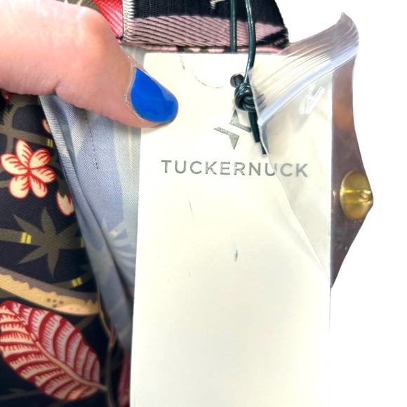 Tuckernuck Midi Shirt Dress Black Floral Print Collared Button Size Small - Picture 8 of 10